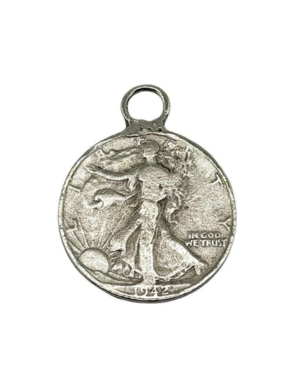 Replica Walking Liberty Half Dollar Charm Antiqued Pewter - PT419