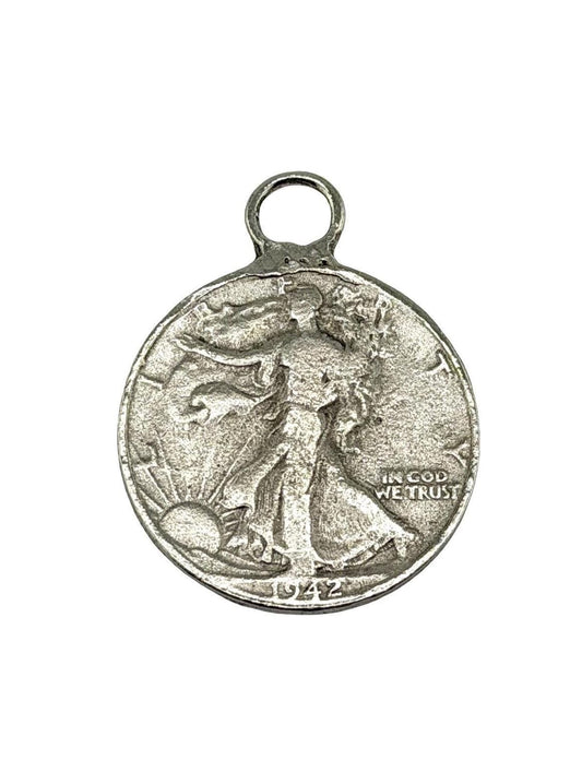 Replica Walking Liberty Half Dollar Charm Antiqued Pewter - PT419
