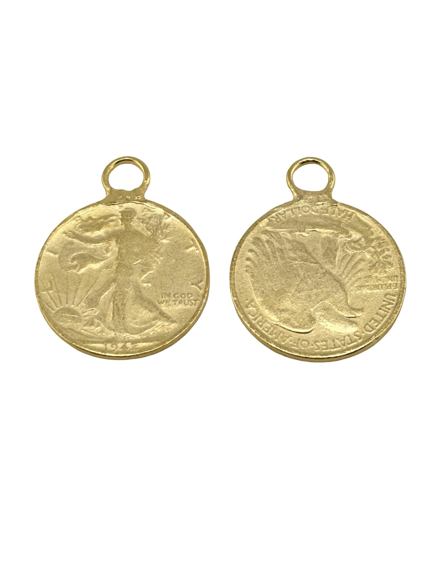 Moneda de medio dólar Walking Liberty (réplica), chapado en oro de 18 quilates con acabado satinado - ST239
