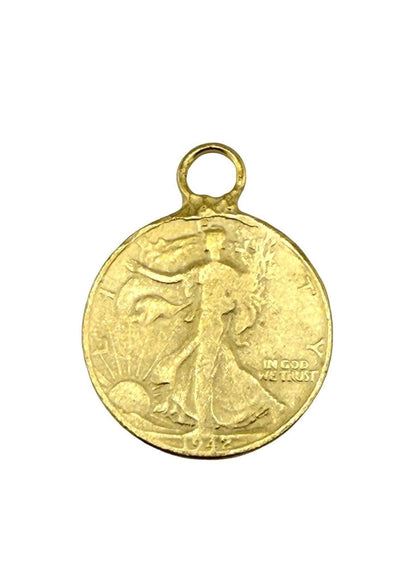 Moneda de medio dólar Walking Liberty (réplica), chapado en oro de 18 quilates con acabado satinado - ST239