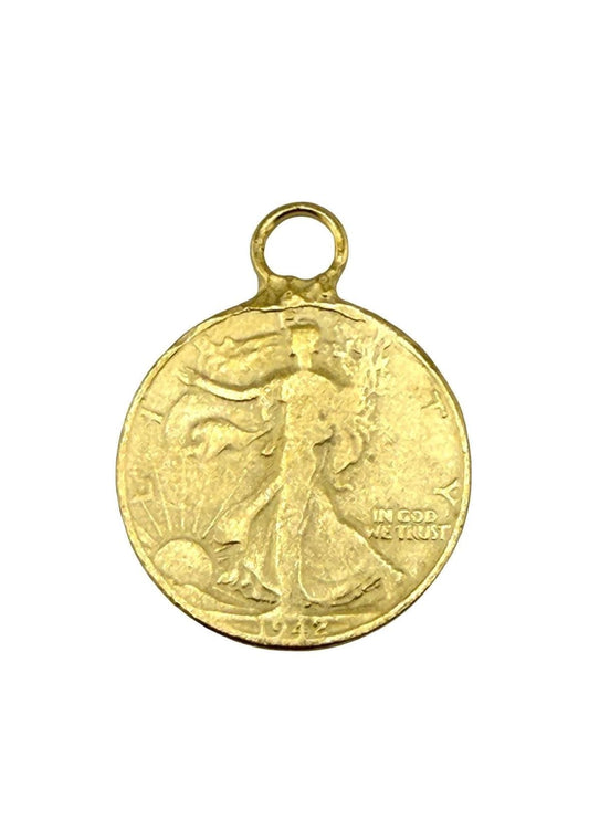 Walking Liberty Half Dollar Replica Charm, Satin 18k Gold Plated - ST239