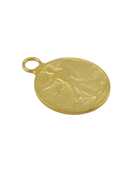 Moneda de medio dólar Walking Liberty (réplica), chapado en oro de 18 quilates con acabado satinado - ST239
