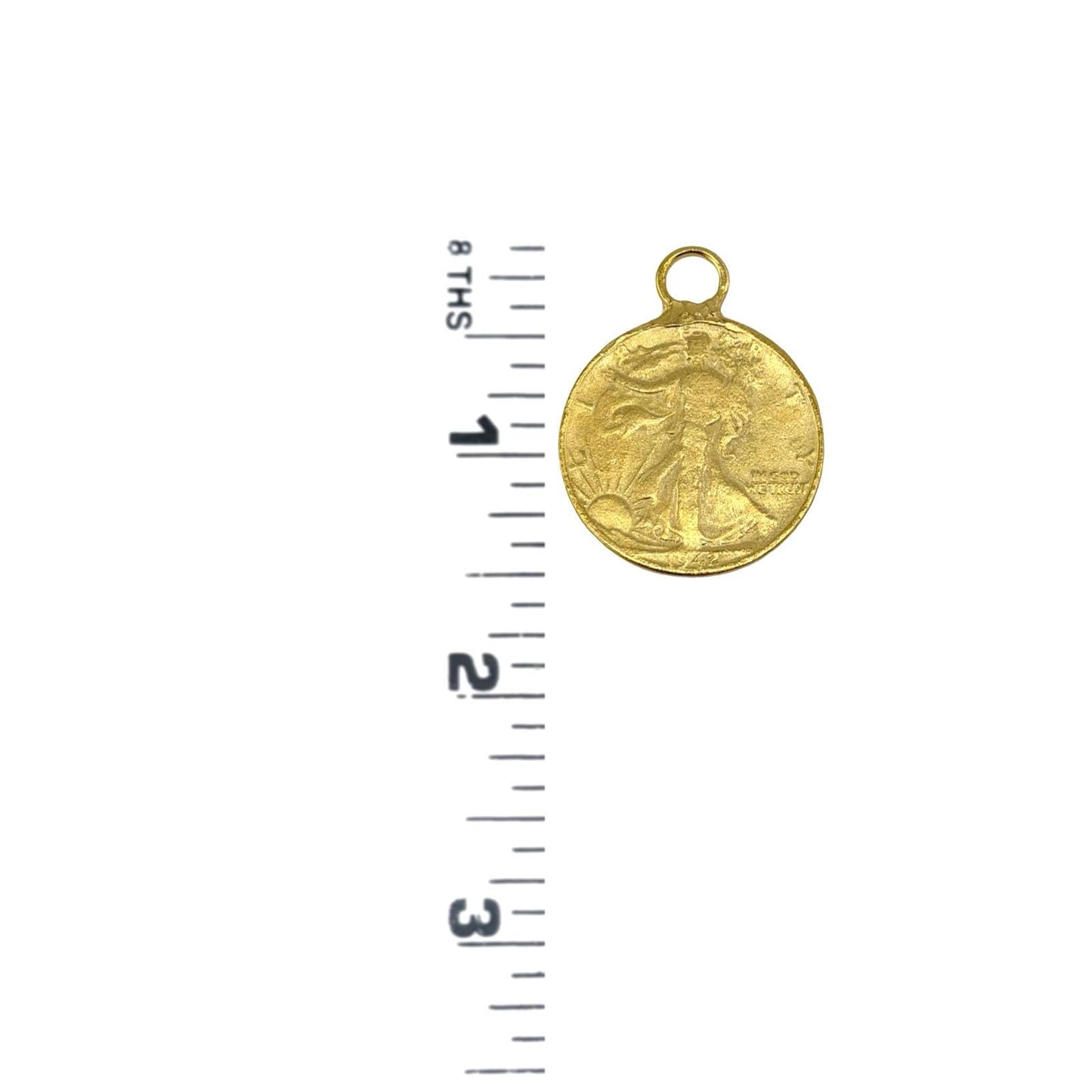 Moneda de medio dólar Walking Liberty (réplica), chapado en oro de 18 quilates con acabado satinado - ST239