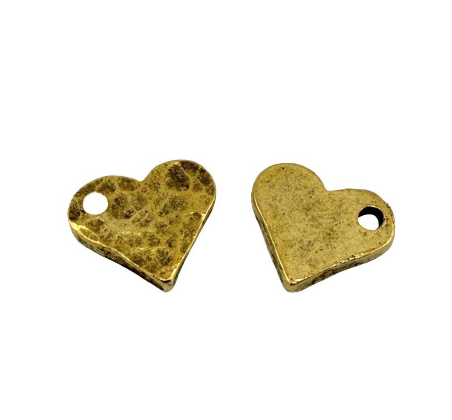 Mini Pendentif Cœur Martelé, Plaqué Or 18 carats vieilli - AG694