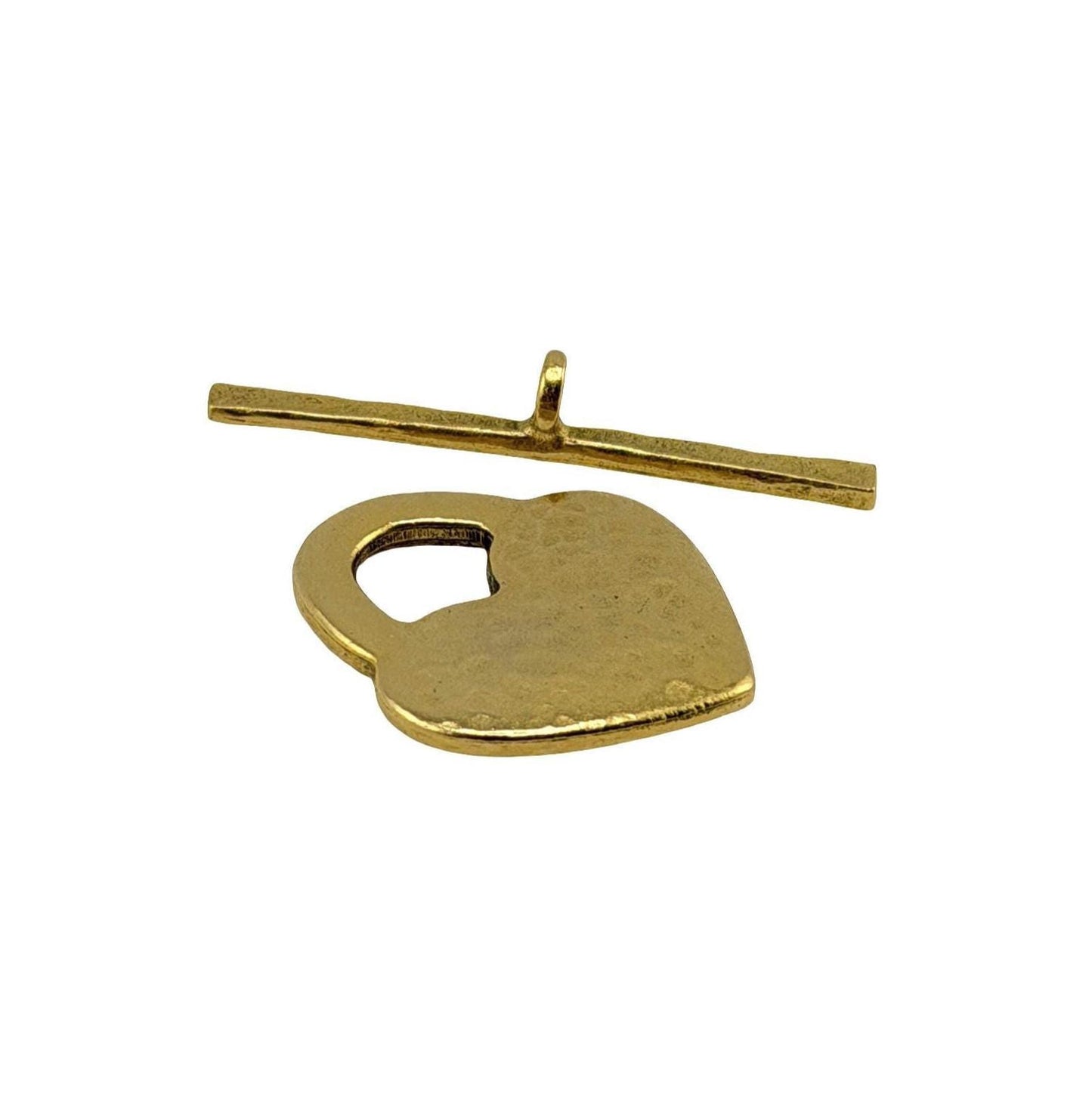 Hammered Heart Toggle Clasp, Antiqued 18k Gold Plated - AG047