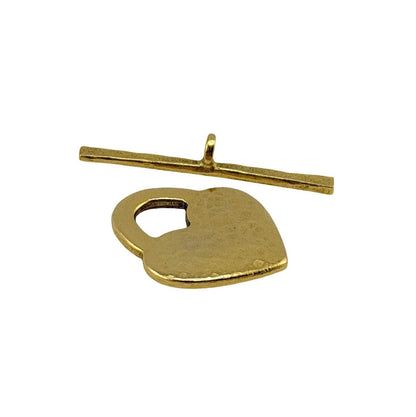 Hammered Heart Toggle Clasp, Antiqued 18k Gold Plated - AG047