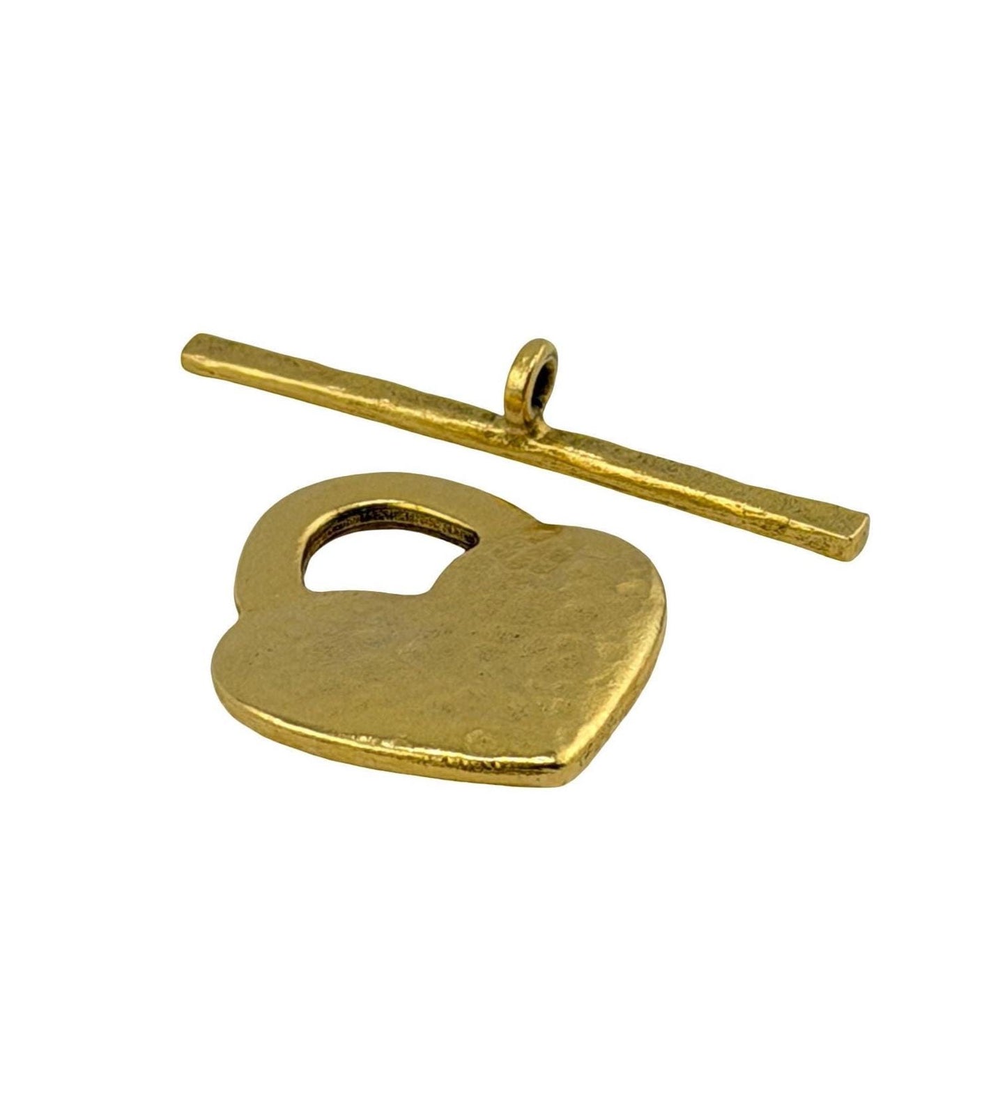 Hammered Heart Toggle Clasp, Antiqued 18k Gold Plated - AG047
