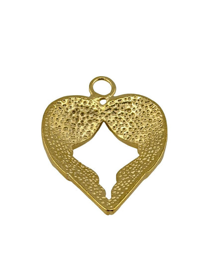 Angel Wing Heart Charm, Satin 18k Gold Plated - ST237