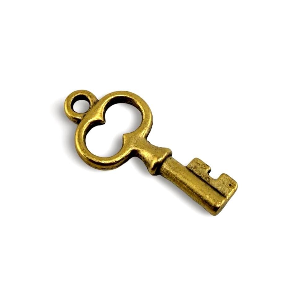Breloque Petite Clé, Plaqué Or 18 Carats Vieilli - AG646