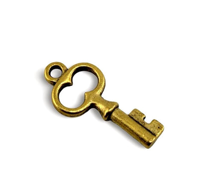 Breloque Petite Clé, Plaqué Or 18 Carats Vieilli - AG646