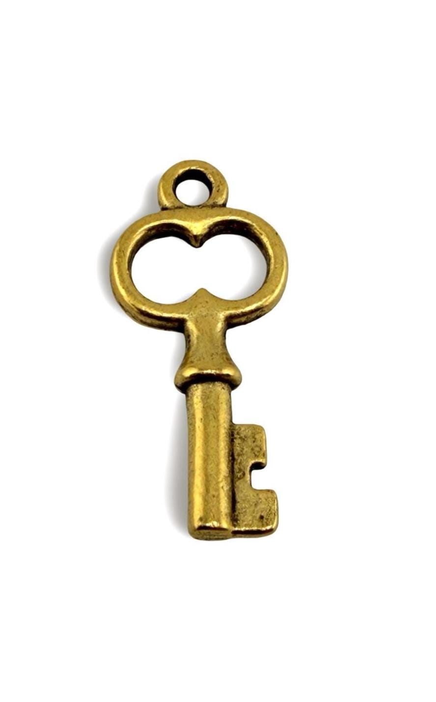 Breloque Petite Clé, Plaqué Or 18 Carats Vieilli - AG646