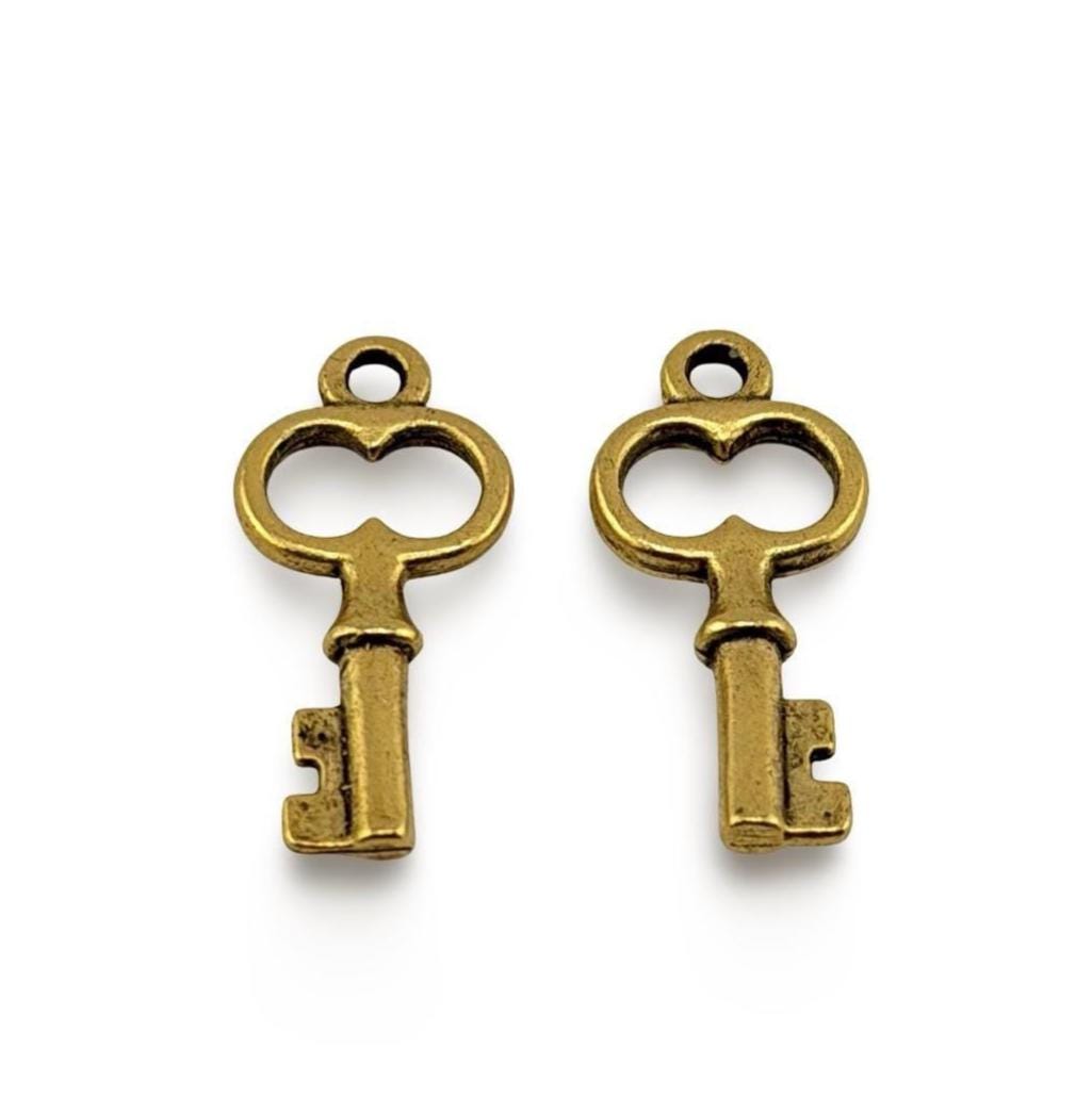 Breloque Petite Clé, Plaqué Or 18 Carats Vieilli - AG646