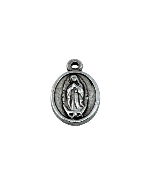 Amuleto de la Virgen María y Jesús a doble cara, peltre envejecido - PT400