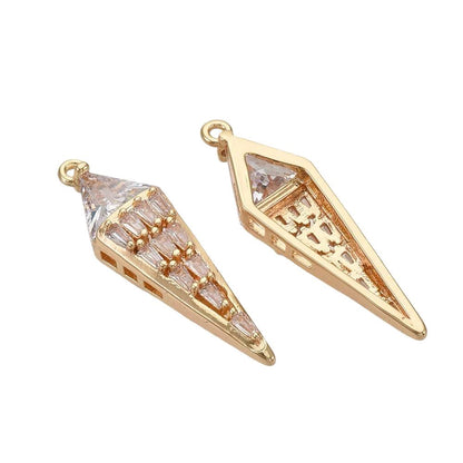 Bicone Dangly Micro Pave Pendant, Shiny 18k Gold Plated - SY030