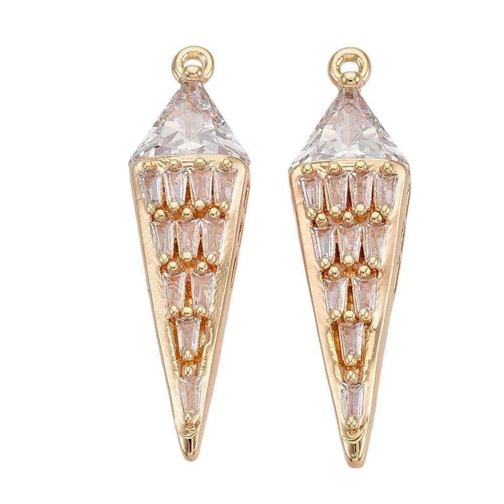 Bicone Dangly Micro Pave Pendant, Shiny 18k Gold Plated - SY030