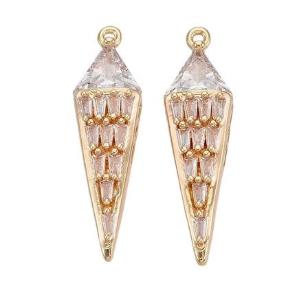 Bicone Dangly Micro Pave Pendant, Shiny 18k Gold Plated - SY030