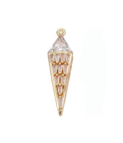 Bicone Dangly Micro Pave Pendant, Shiny 18k Gold Plated - SY030