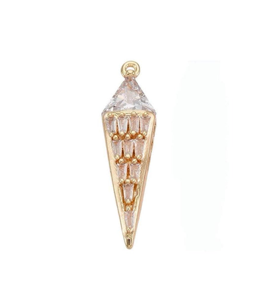 Bicone Dangly Micro Pave Pendant, Shiny 18k Gold Plated - SY030