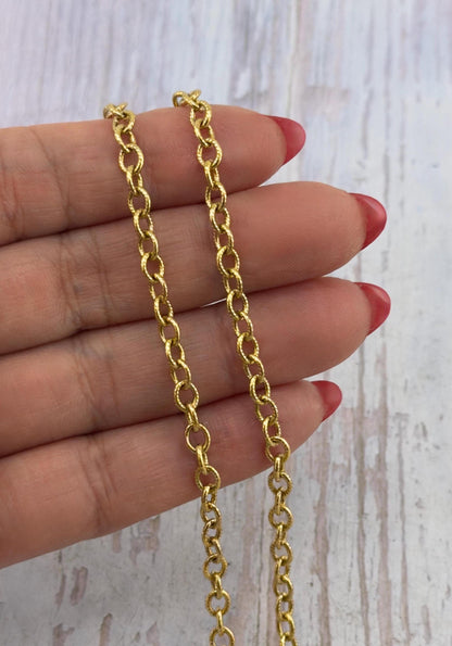 Chaîne fine maille ovale, plaqué or 18 carats vieilli - G111-CH