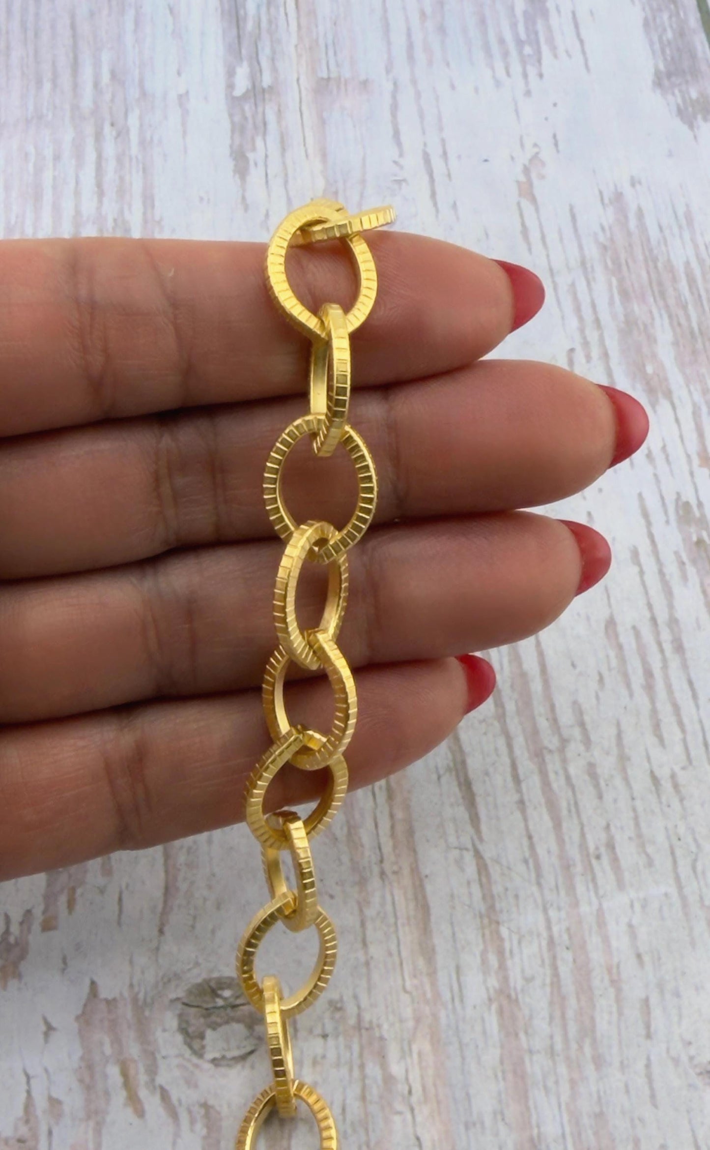 Chunky Large Textured Oval Cable Chain, Satin 18k Gold Plated - S061-CH