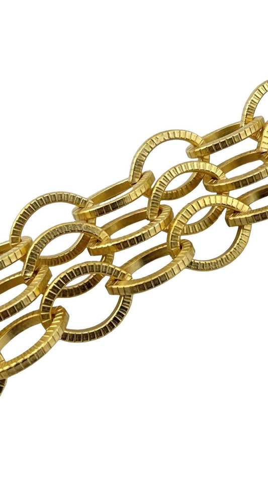Chunky Large Textured Oval Cable Chain, Satin 18k Gold Plated - S061-CH