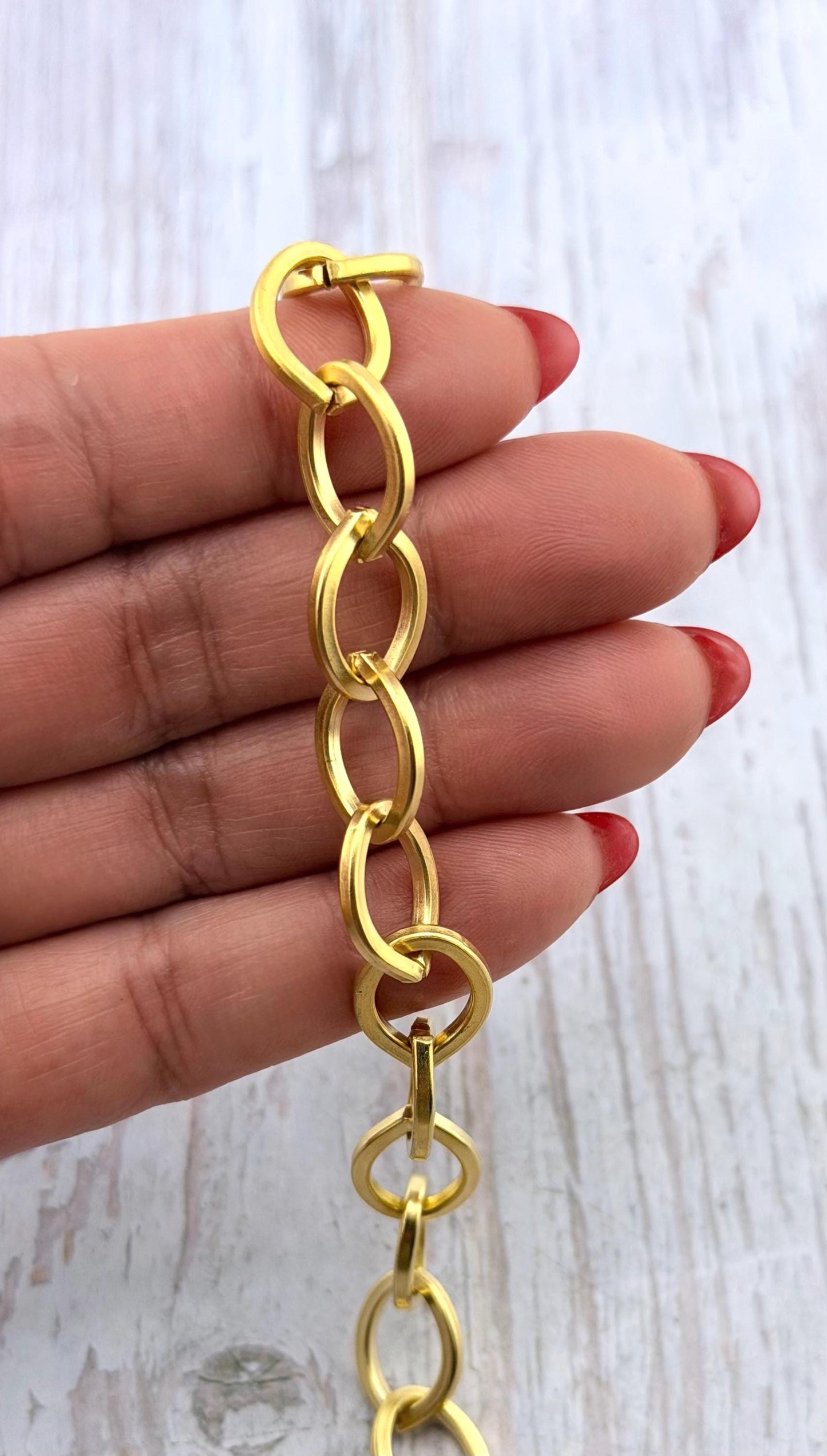 Chunky Large Smooth Oval Cable Chain, Satin 18k Gold Plated - S058-CH