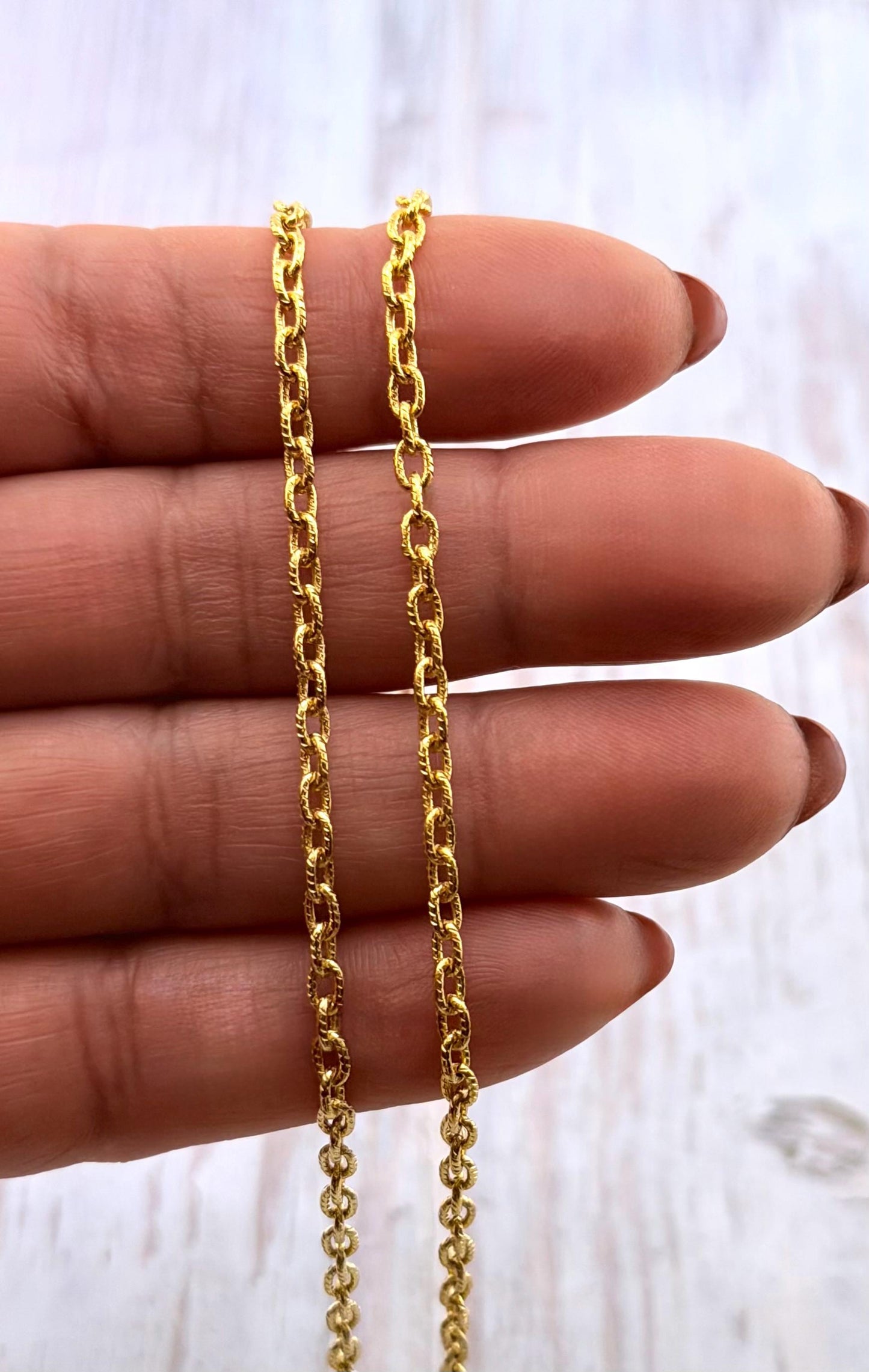 Micro Oval Cable Chain, Satin 18k Gold Plated - S087-CH