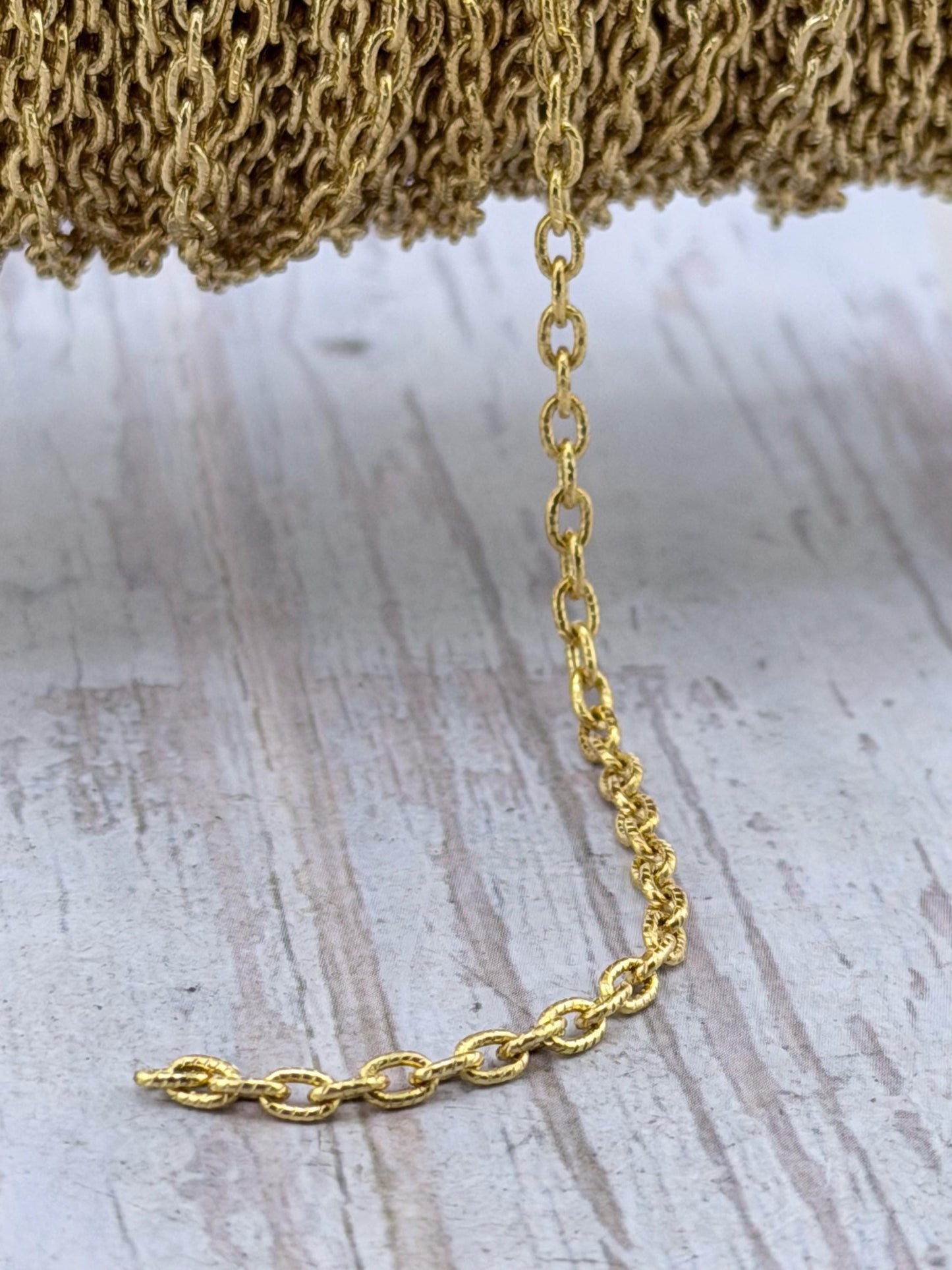 Micro Oval Cable Chain, Satin 18k Gold Plated - S087-CH