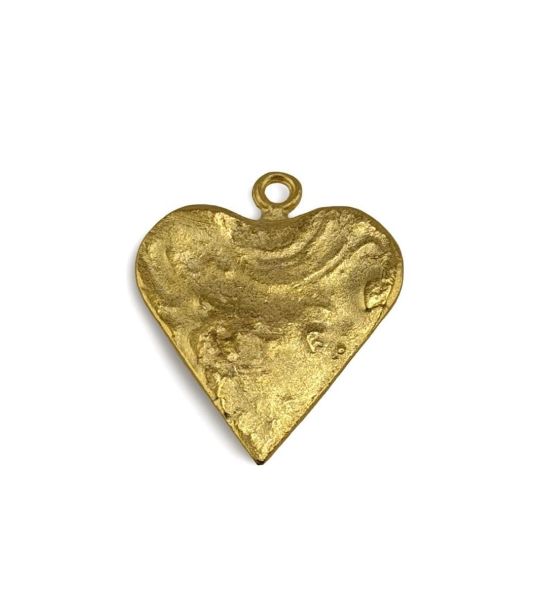 Pendentif Cœur et Couronne, Plaqué or 18 carats finition satinée - ST235