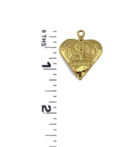 Pendentif Cœur et Couronne, Plaqué or 18 carats finition satinée - ST235