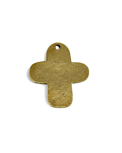 Distressed Angel Cross Charm, Antiqued 18k Gold Plated - AG076