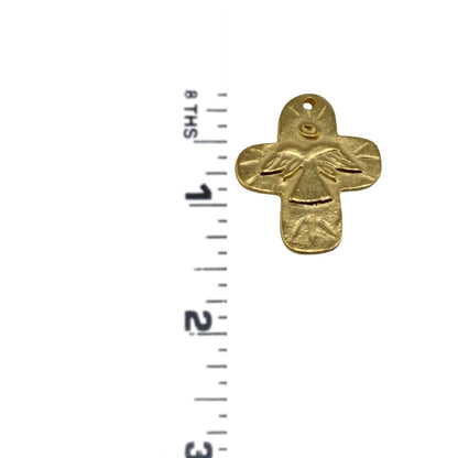 Distressed Cross Angel Charm, Satin 18k Gold Plated - ST256