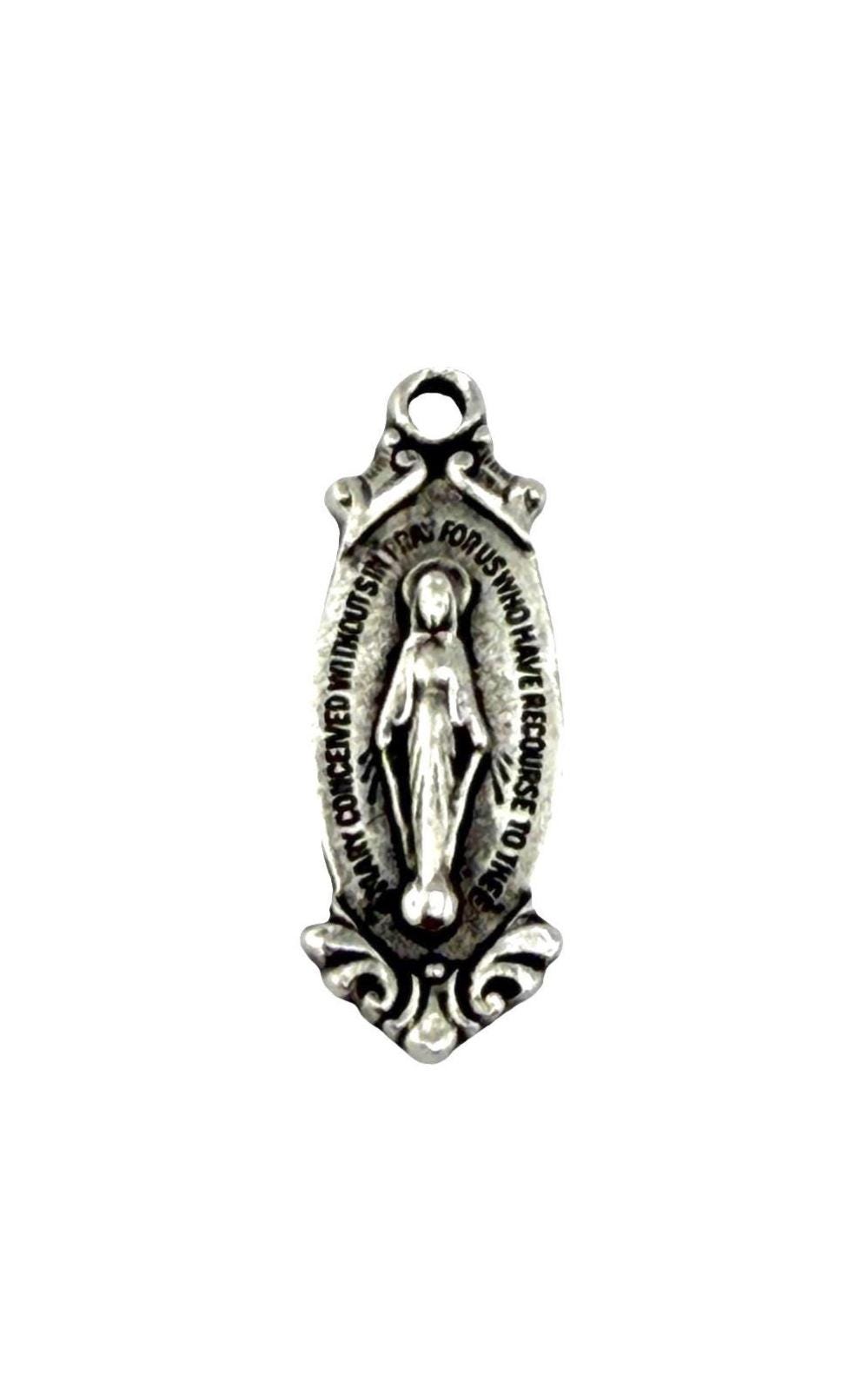 Médaille Vierge Marie, étain vieilli - PT393