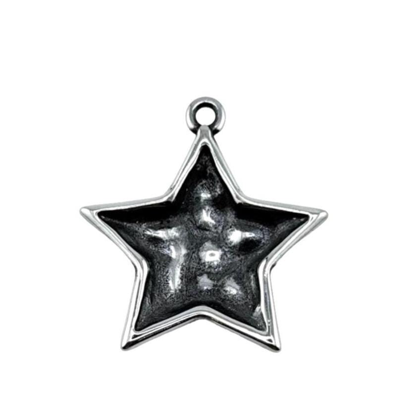 Chunky Silver Star Charm,Stainless Steel - SS037