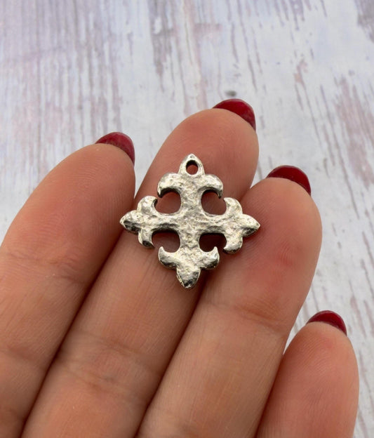Fleury Cross Charm, Antiqued Pewter - PT388
