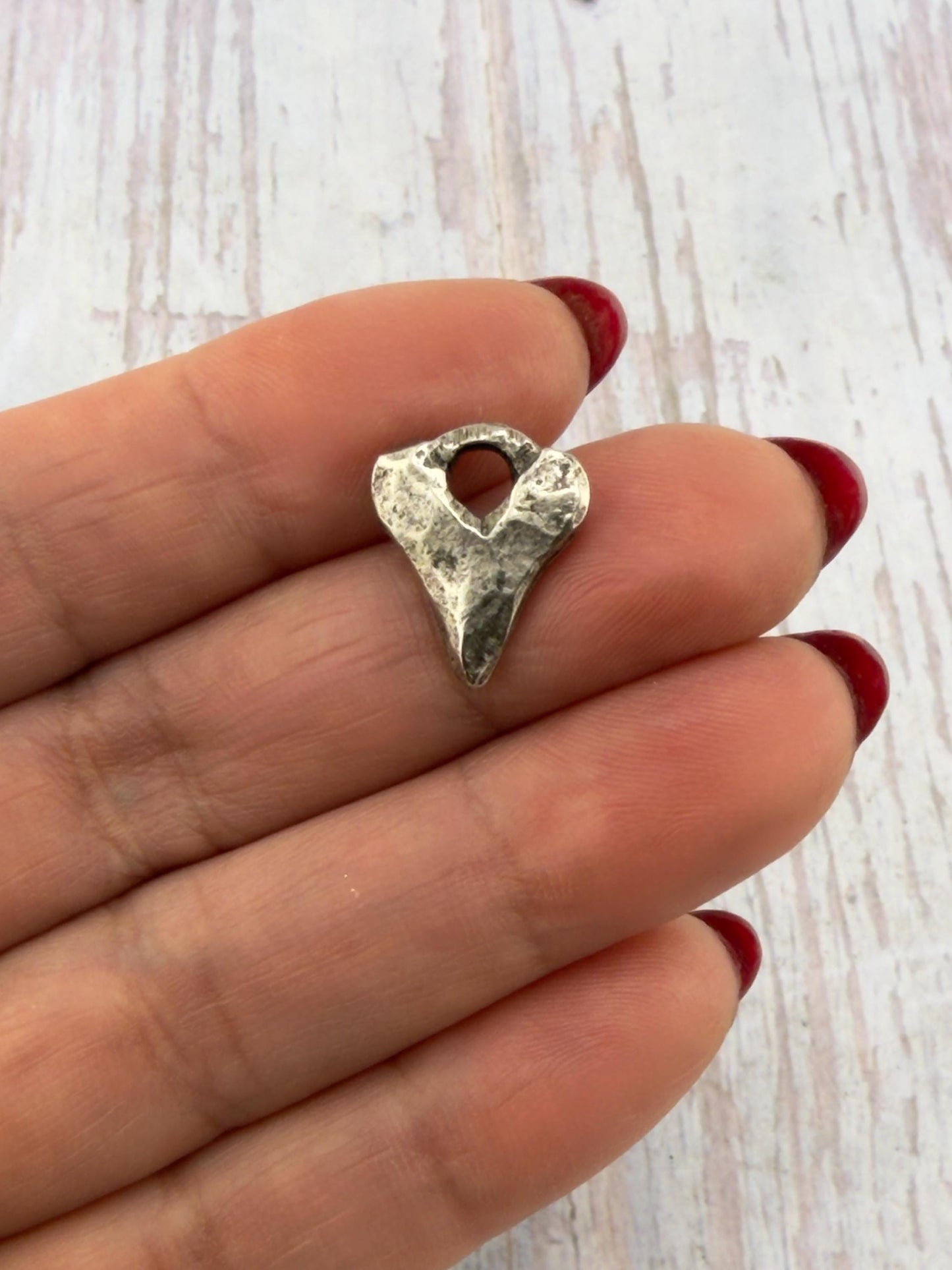 Rustic Heart Charm, Antiqued Pewter - PT498