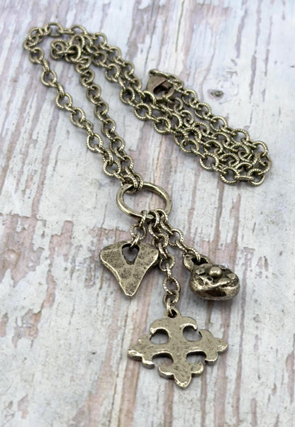 Rustic Heart Charm, Antiqued Pewter - PT498