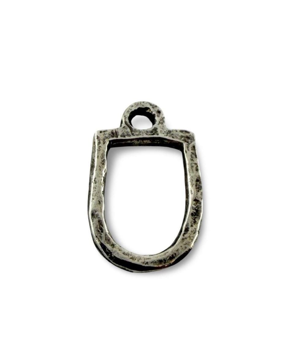 Hammered Connector Charm, Antiqued Pewter - PT495