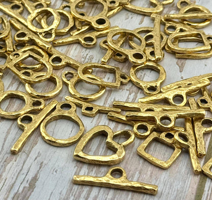 Hammered Connector Charm, Antiqued 18k Gold Plated - AG135