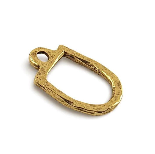 Dije conector martillado, chapado en oro de 18k envejecido - AG135