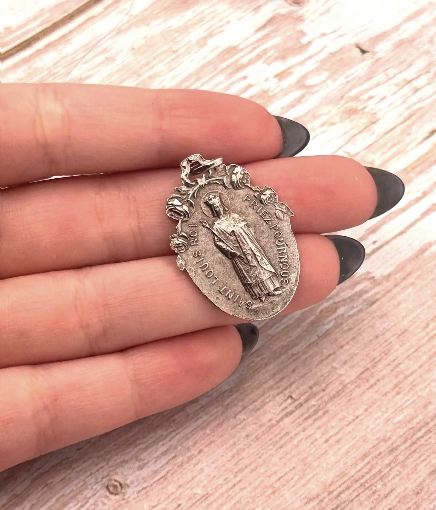 Double-Sided Mary Christian Medal, Antiqued Pewter - PT386