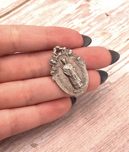 Double-Sided Mary Christian Medal, Antiqued Pewter - PT386