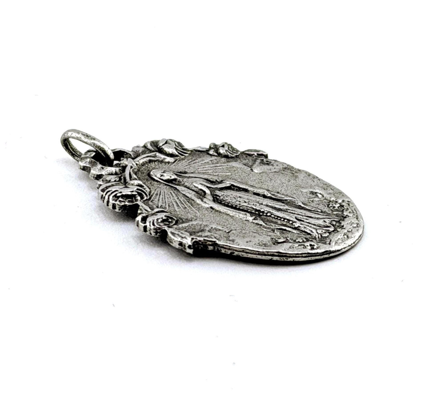 Double-Sided Mary Christian Medal, Antiqued Pewter - PT386
