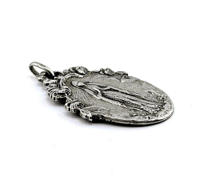 Double-Sided Mary Christian Medal, Antiqued Pewter - PT386