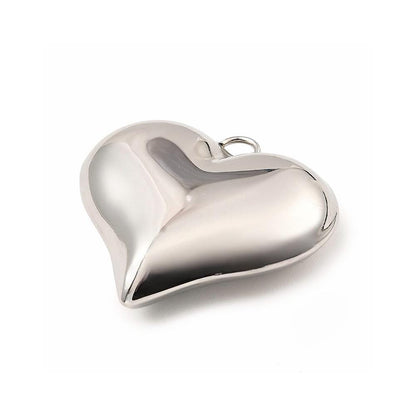 Puffy Heart Charm, Stainless Steel - SS096