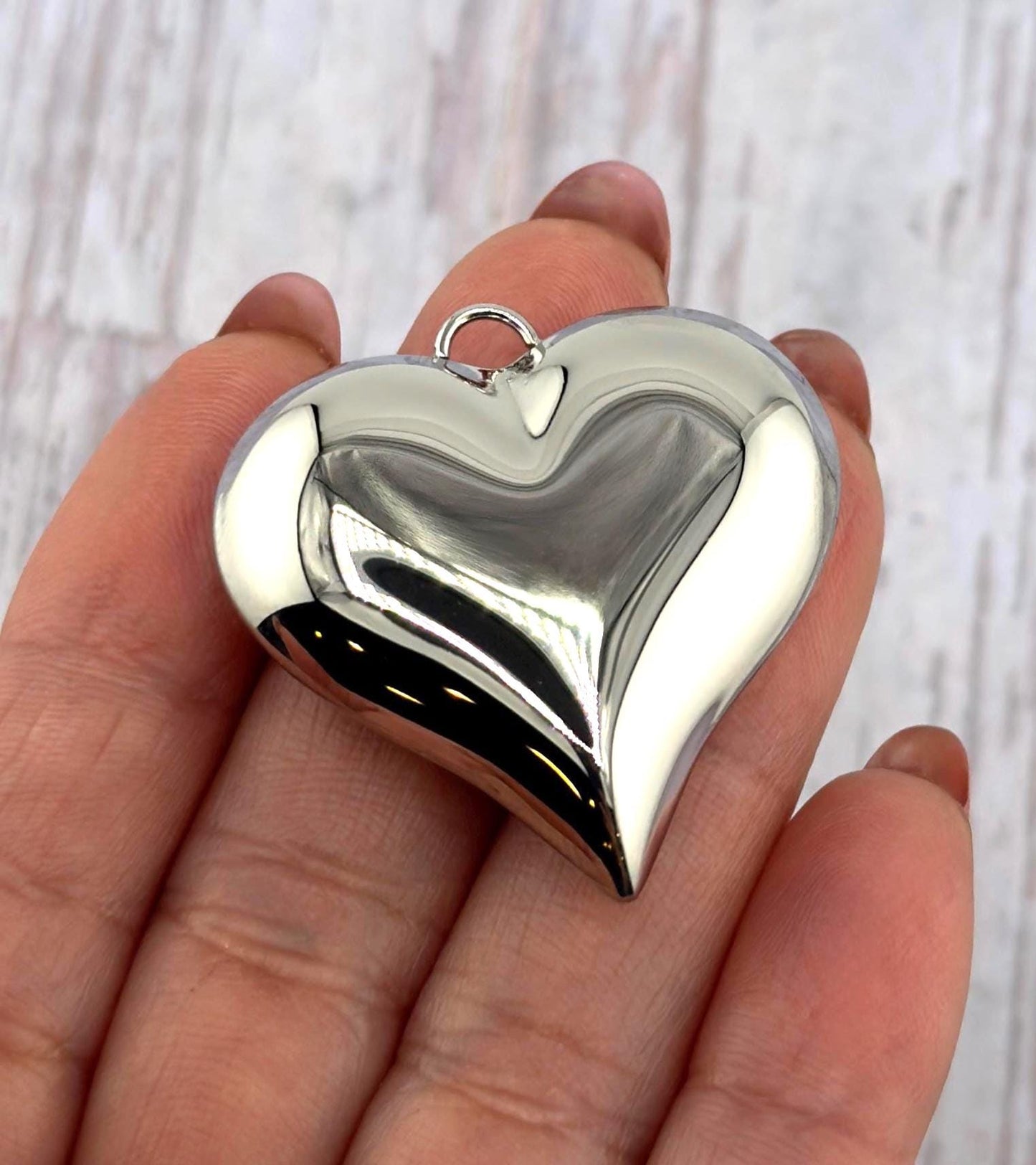 Puffy Heart Charm, Stainless Steel - SS096