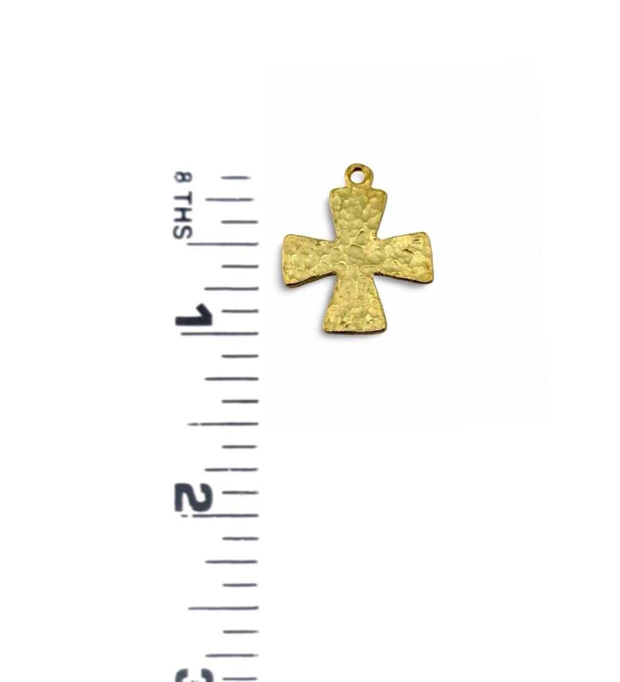 Large Textured Cross Pendant, Satin 18k Gold Plated - ST667