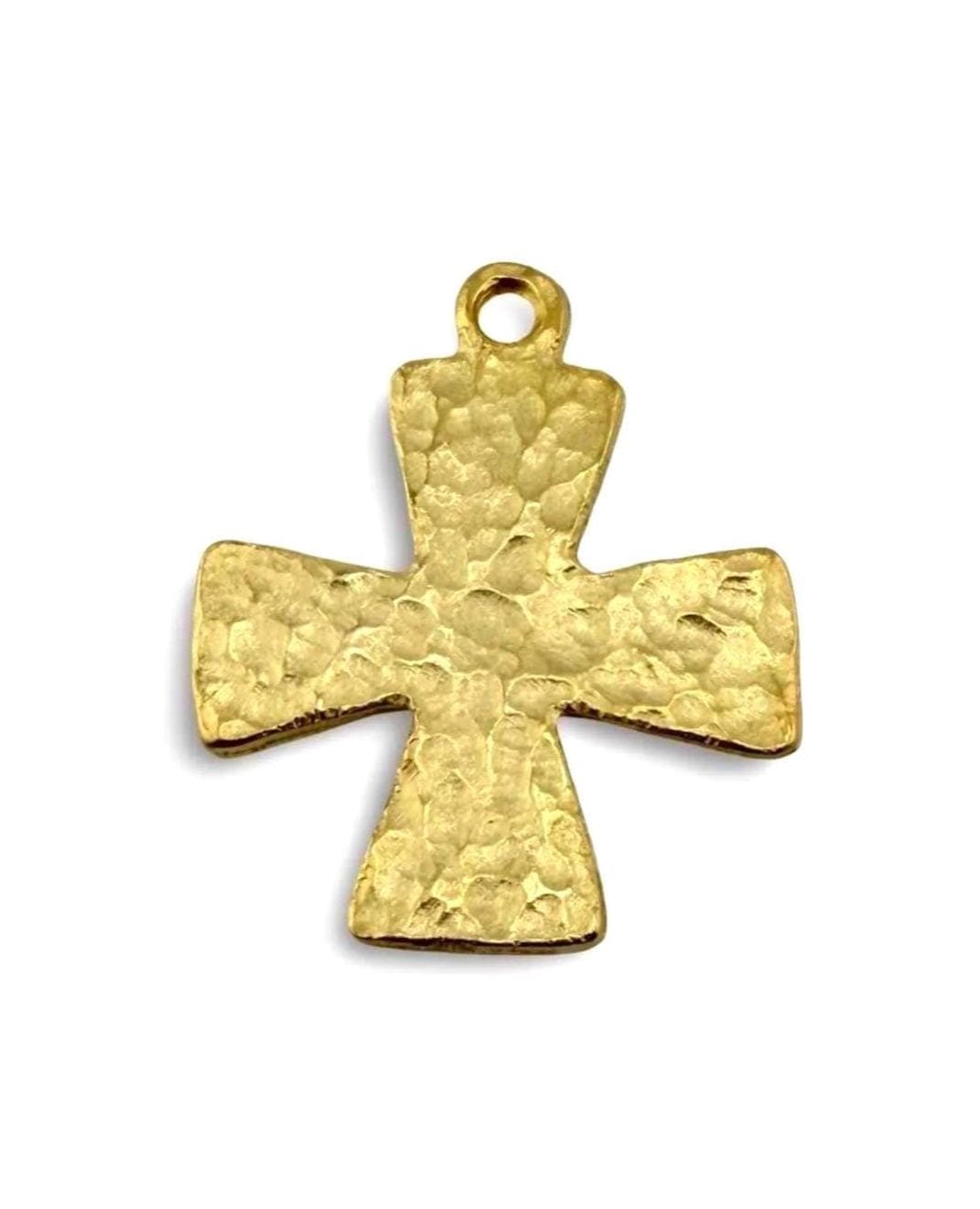 Large Textured Cross Pendant, Satin 18k Gold Plated - ST667
