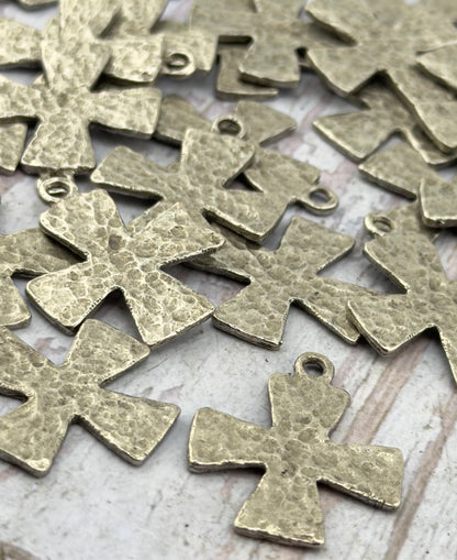 Large Textured Cross Pendant, Antiqued Pewter - PT692