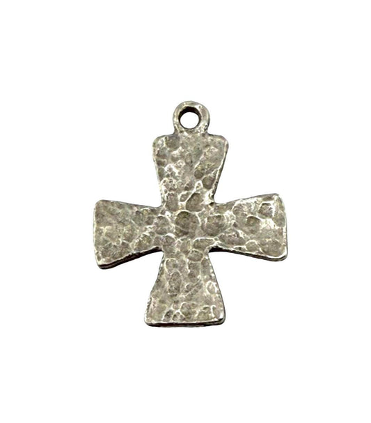 Large Textured Cross Pendant, Antiqued Pewter - PT692